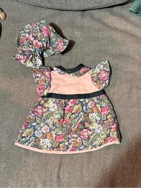 American Girl Doll Floral Dress with Matching Hat